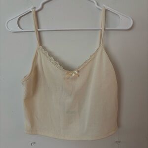 brand new! urban outfitters urban renewal ivory cream bow detail crop tank top